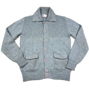 Vintage Kings Road Cardigan Sweater Men Medium Gray Wool 70s 80s Grandpa Sears